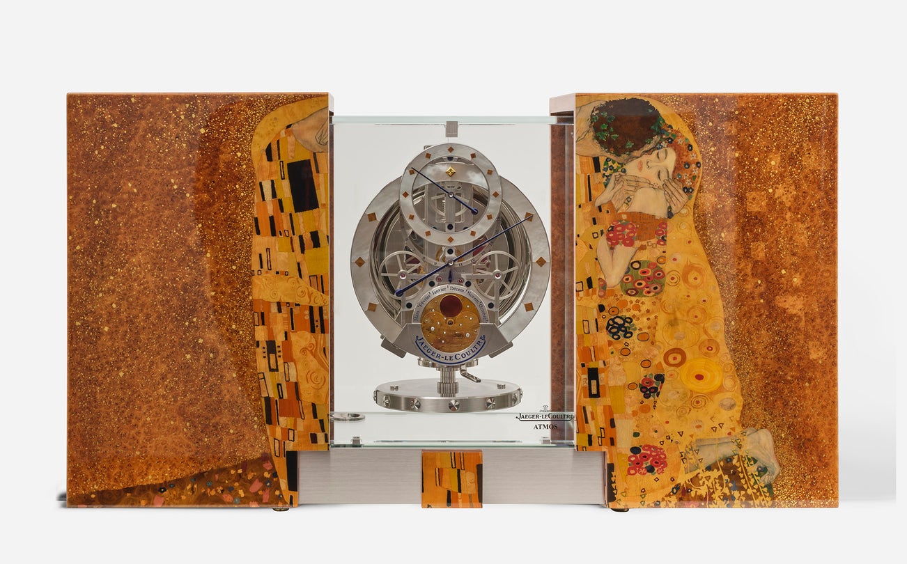 <p><strong>JAEGER-LECOULTRE</strong> <em>Atmos Marqueterie &ldquo;Gustav Klimt&rdquo;, numbered 6 of 10, $</em>70,000 - 140,000 USD</p>
