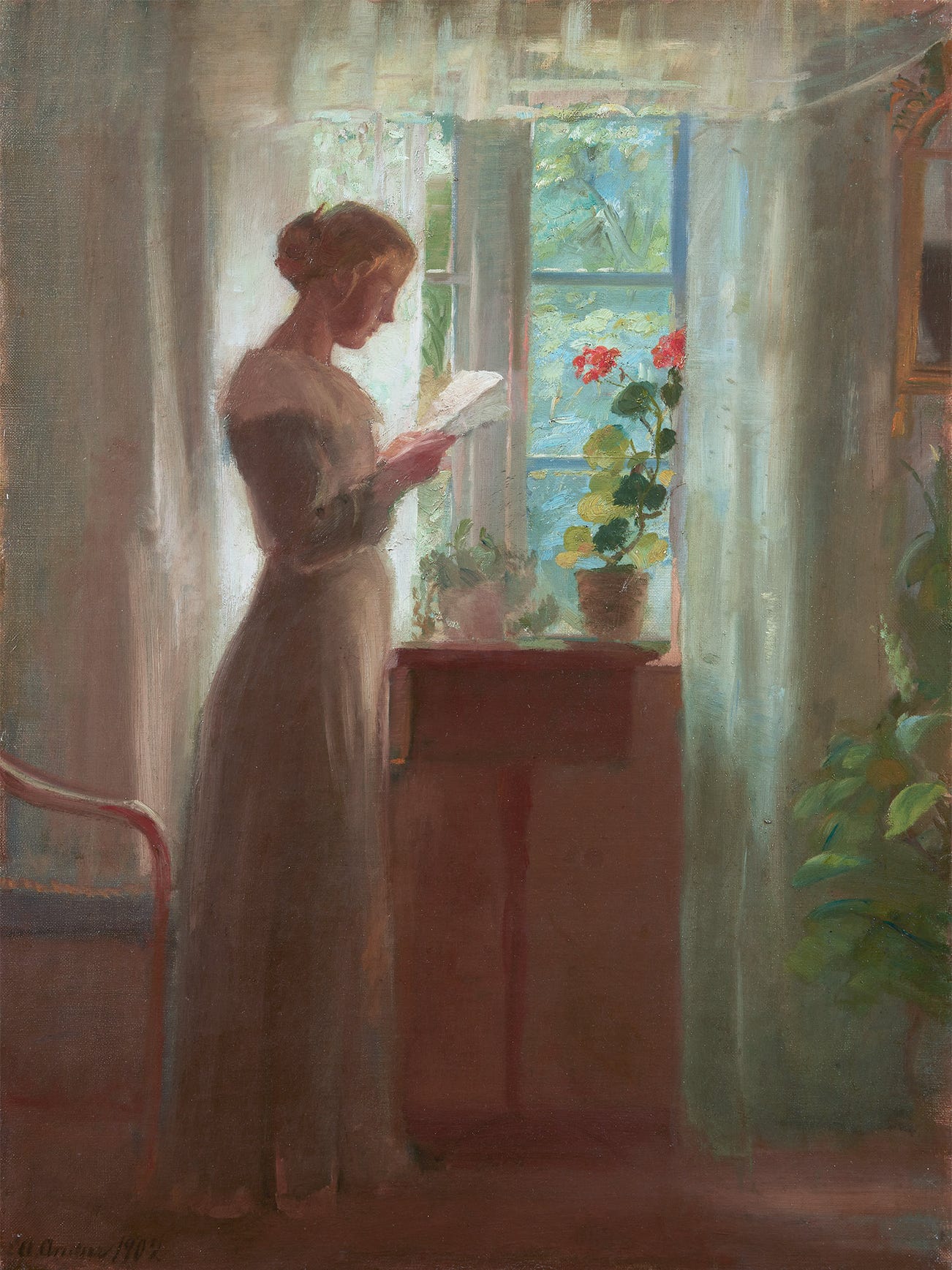 <p><strong>ANNA ANCHER</strong> <em>Young Girl Reading a Letter (Ung pige, der læser et brev),</em> £30,000–50,000</p>
