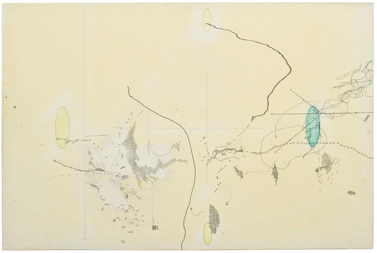 <p><strong>JULIE MEHRETU </strong><em>Not Quite Armageddon,</em> &pound;120,000&ndash;180,000</p>
