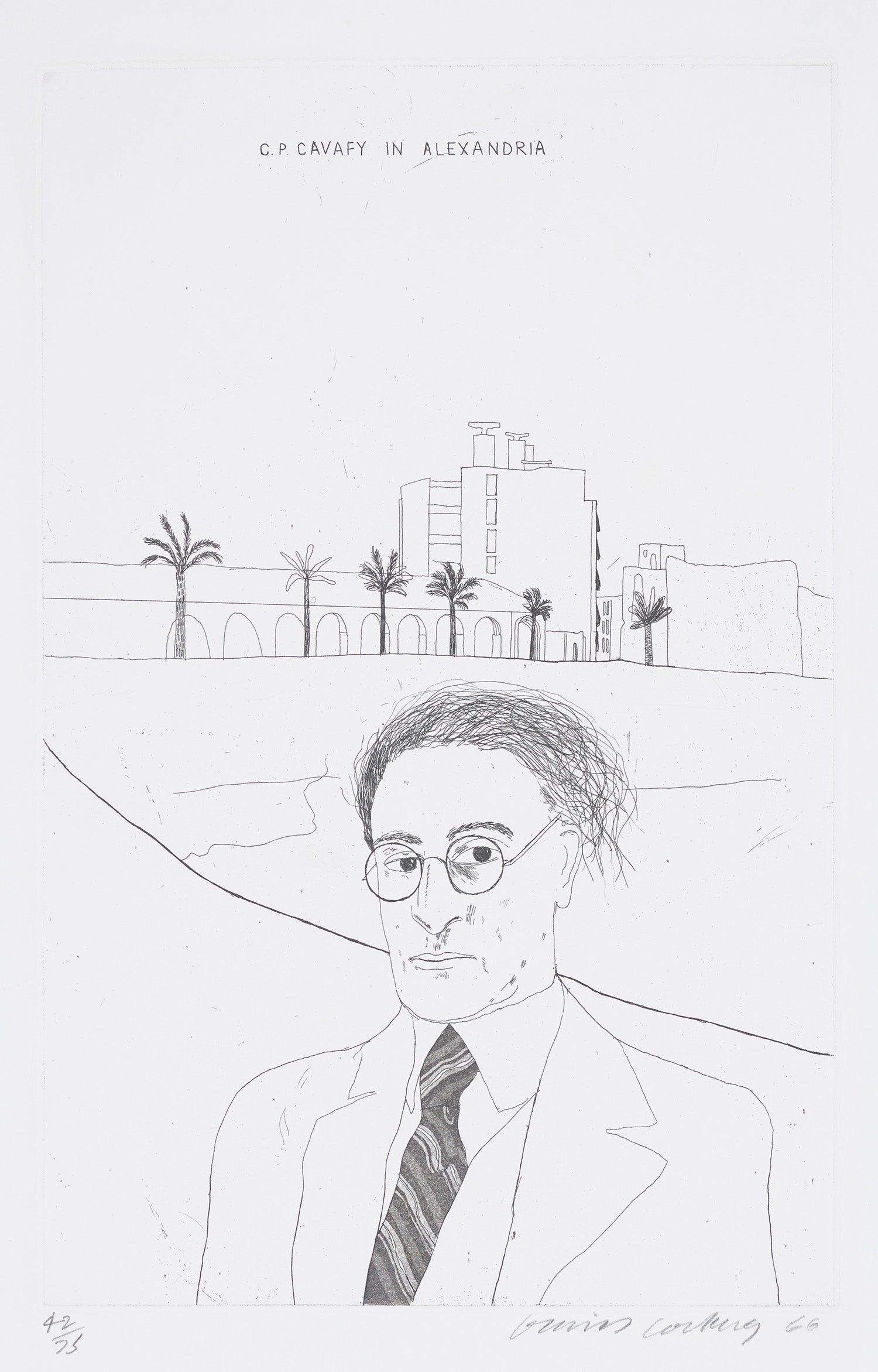 Portrait of Cavafy in Alexandria, plate I from Illustrations for 14 Poems by C.P. Cavafy