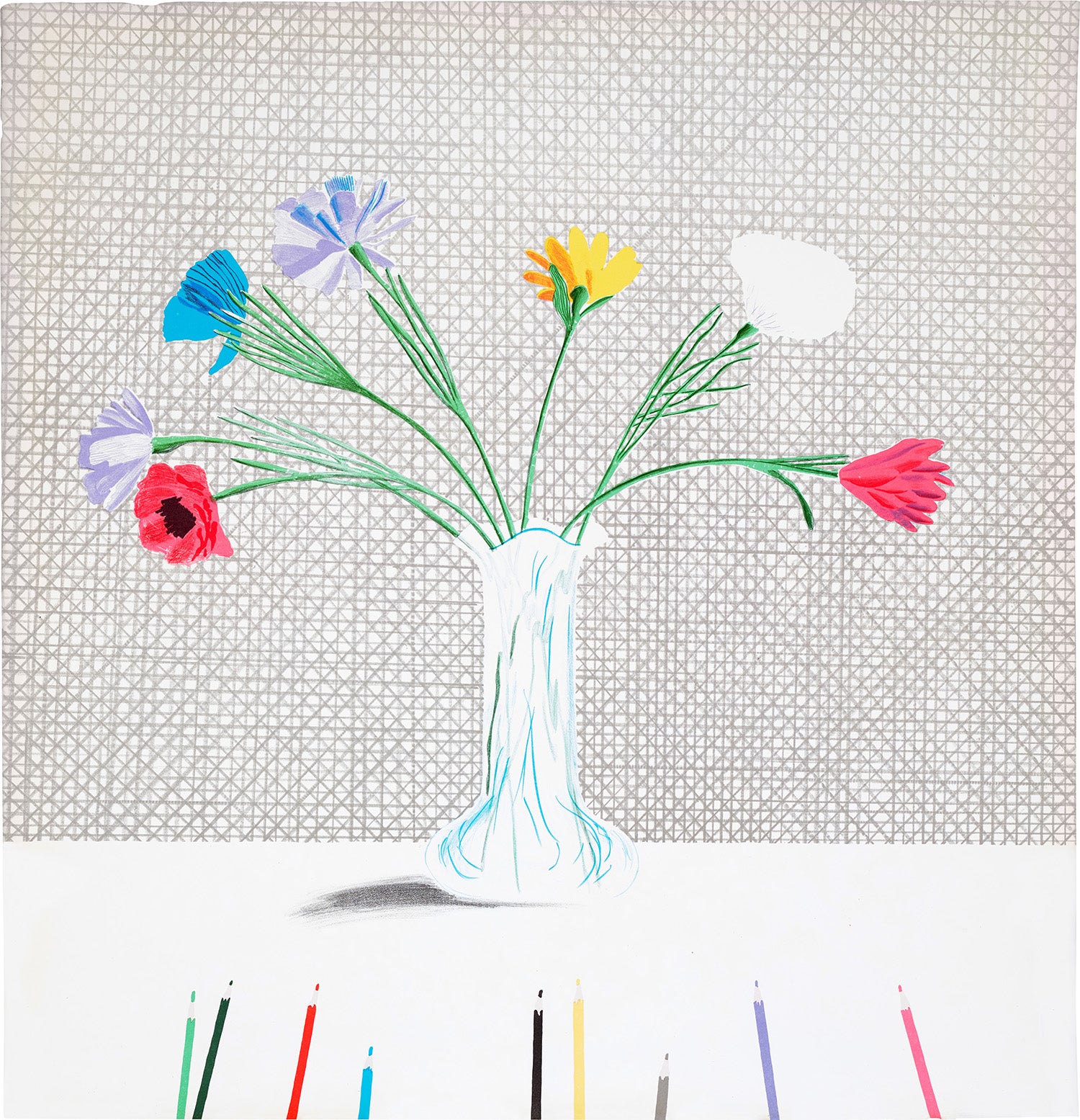 Coloured Flowers Made of Paper and Ink