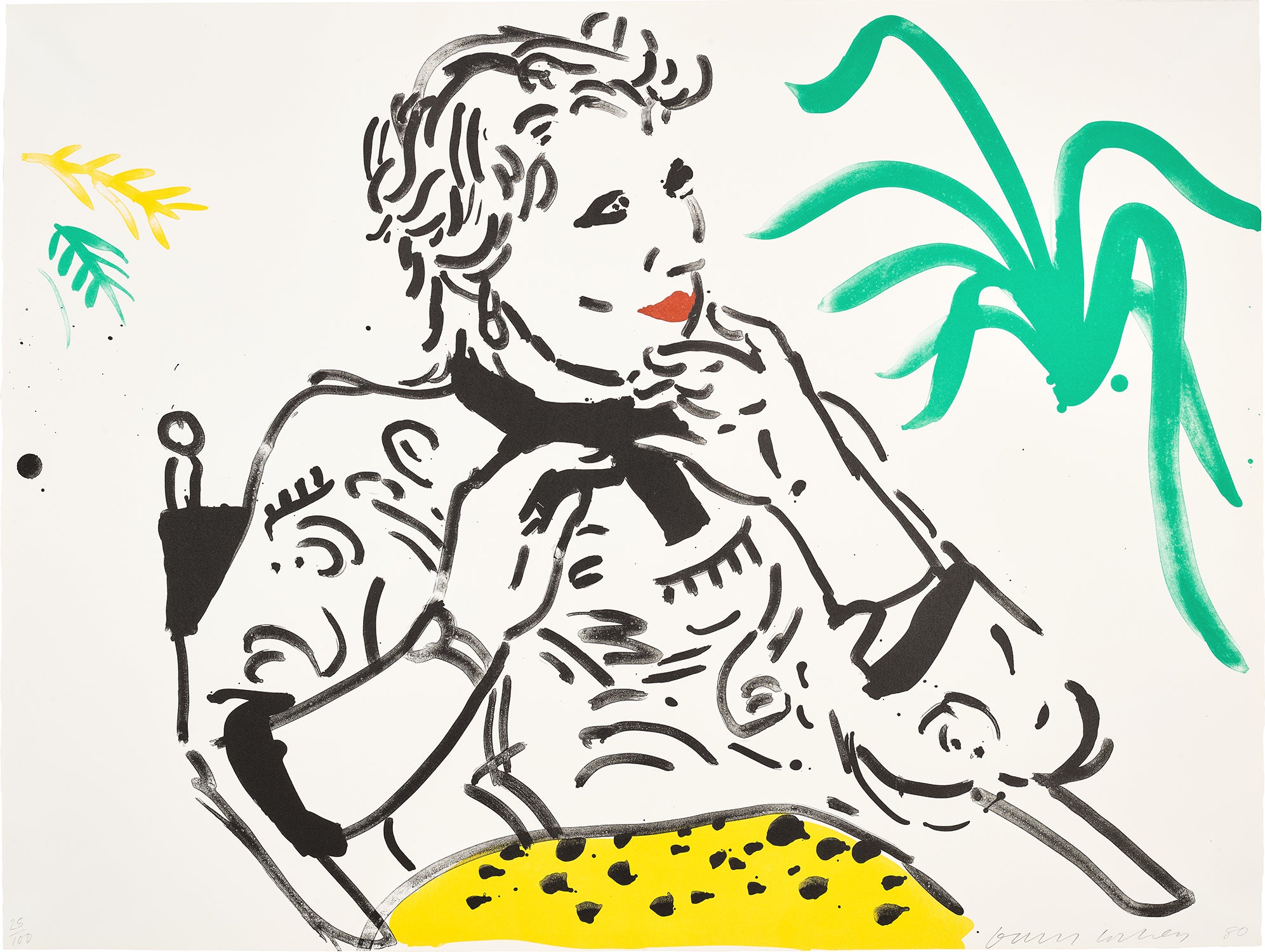 Celia with Green Plant (Gemini G.E.L. 919, M.C.A.T. 240)