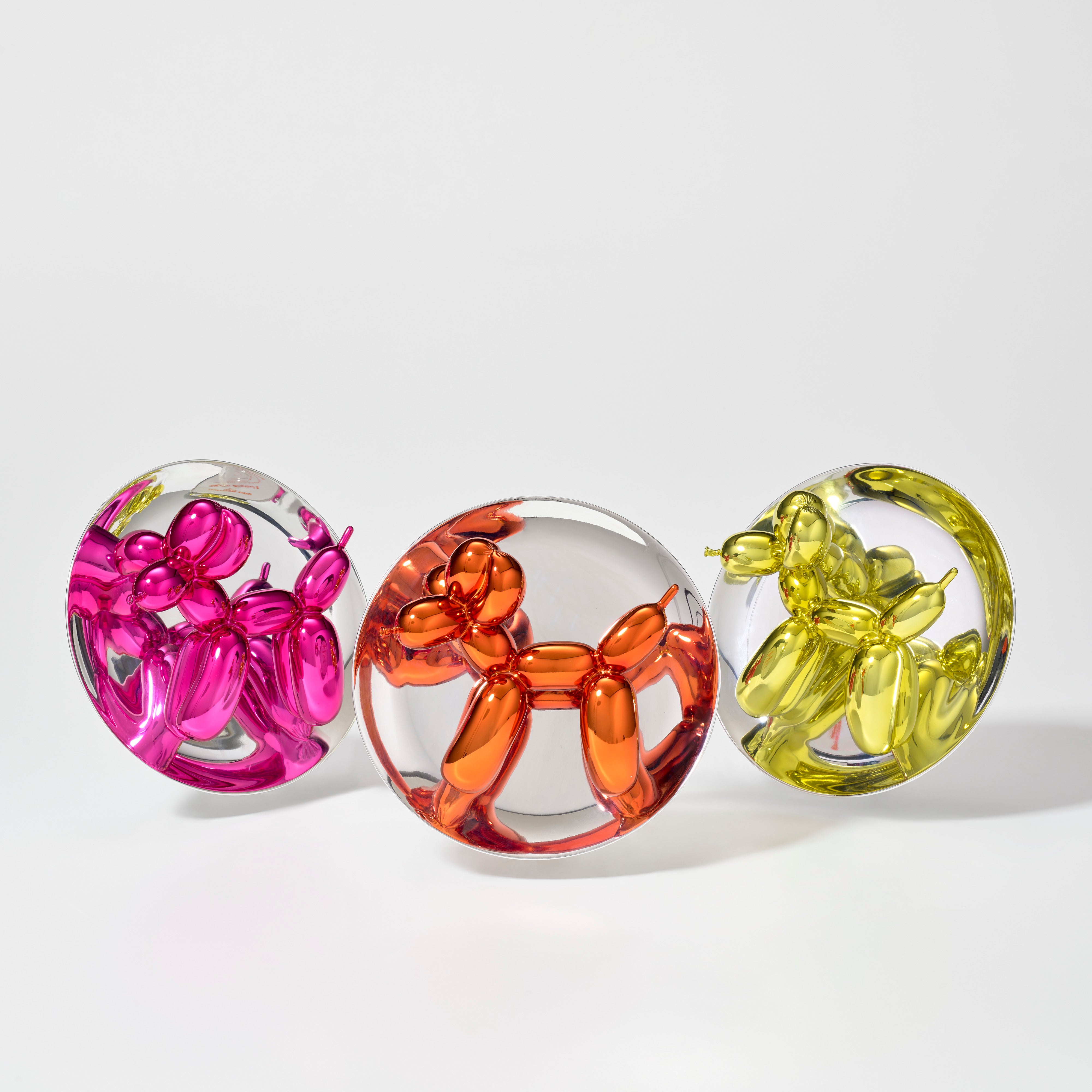 Balloon Dog (Magenta); Balloon Dog (Orange); and Balloon Dog (Yellow)