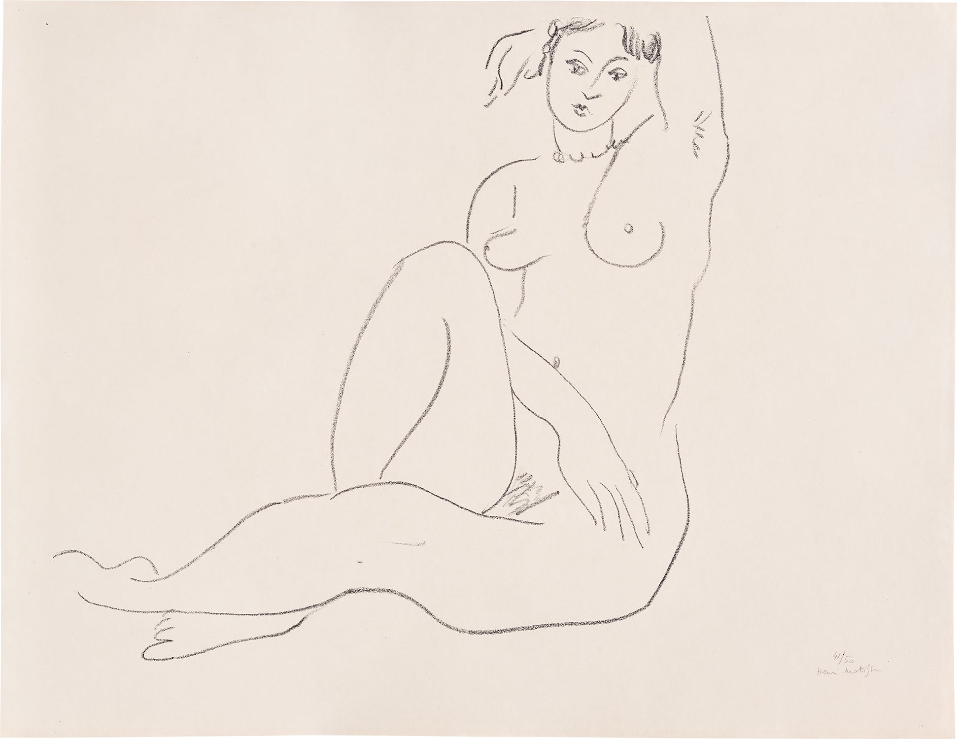 Nu assis, bras gauche sur la tête (Nude Seated, Left Arm Overhead) (D. 497)