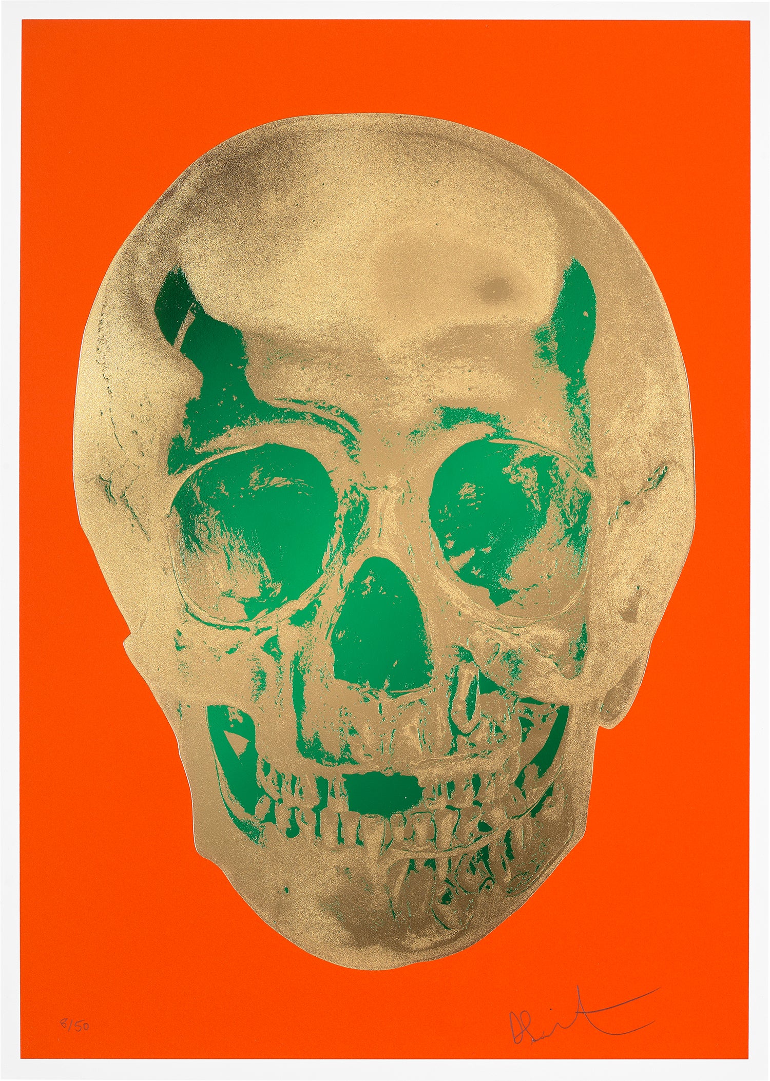 'Till Death Us Do Part - Time Bright Orange African Gold Emerald Green Pop Up Skull