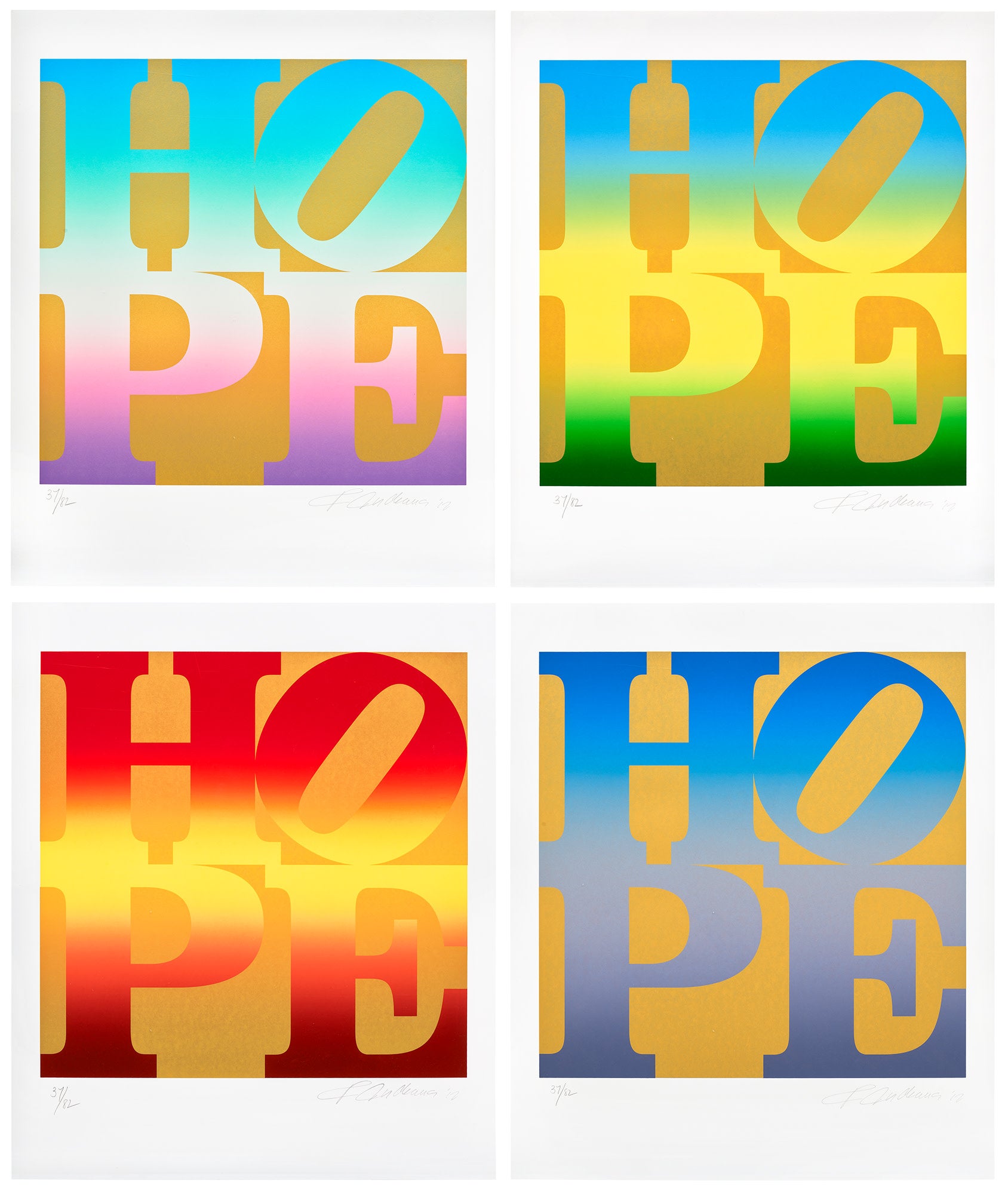 <p><strong>ROBERT INDIANA</strong> <em>Four Seasons of Hold (Gold),</em> 2012</p>
