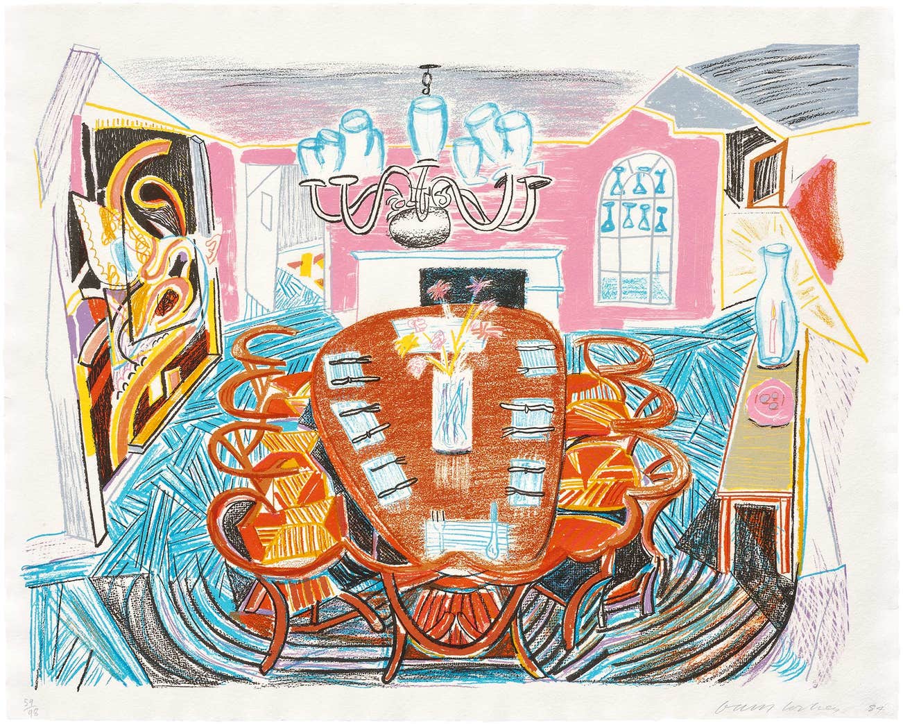 <p><strong>DAVID HOCKNEY</strong> <em>Tyler Dining Room,</em> from <em>Moving Focus,</em> &pound;40,000&ndash;60,000</p>
