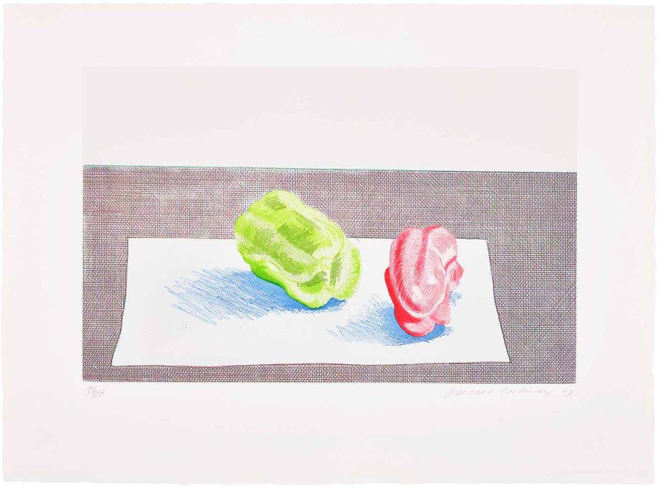 <p><strong>DAVID HOCKNEY</strong> <em>Two Peppers,</em> &pound;5,000&ndash;7,000</p>
