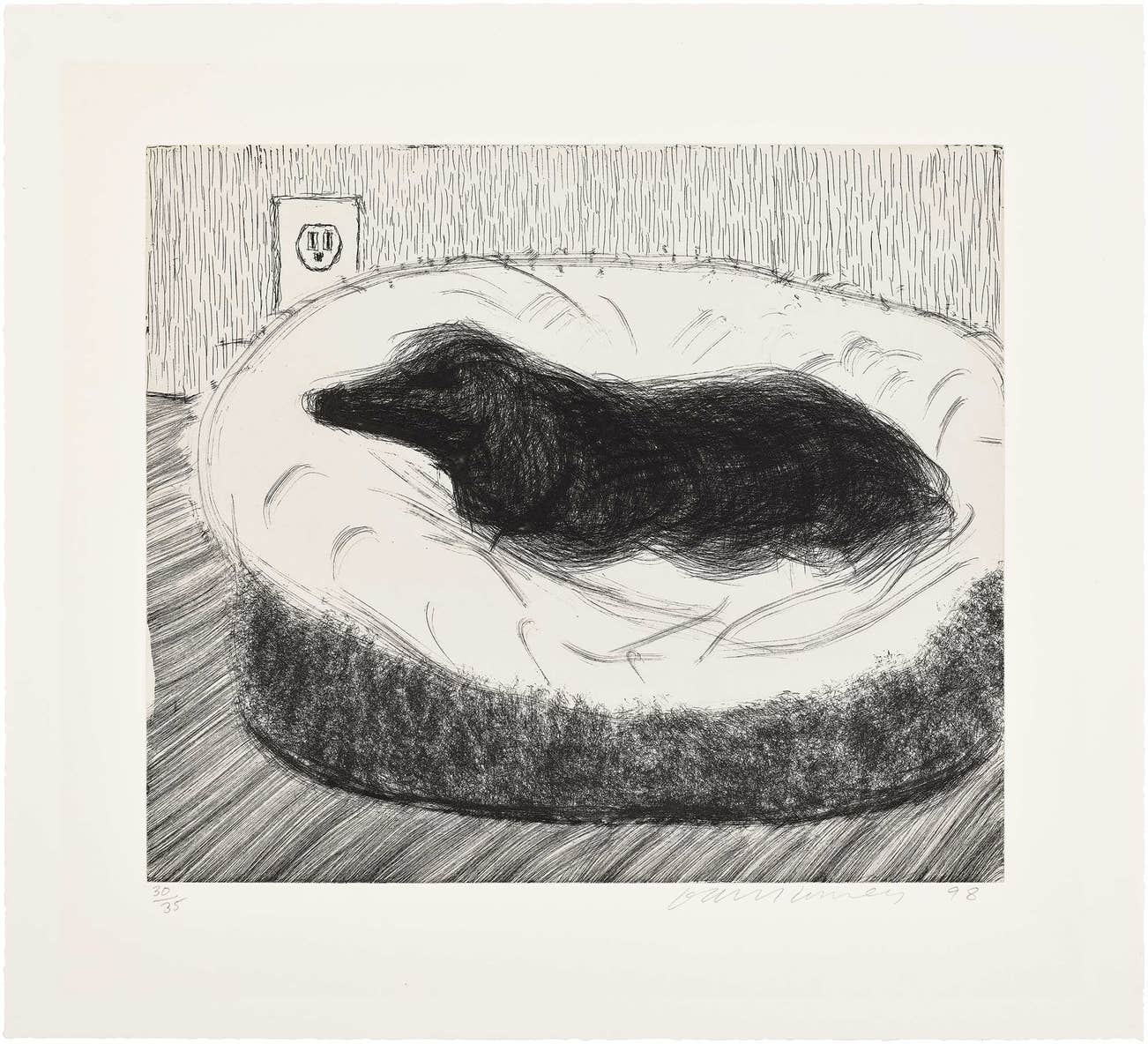 <p><strong>DAVID HOCKNEY</strong> Dog Etching No. 5, from Dog Wall, &pound;20,000&ndash;30,000</p>
