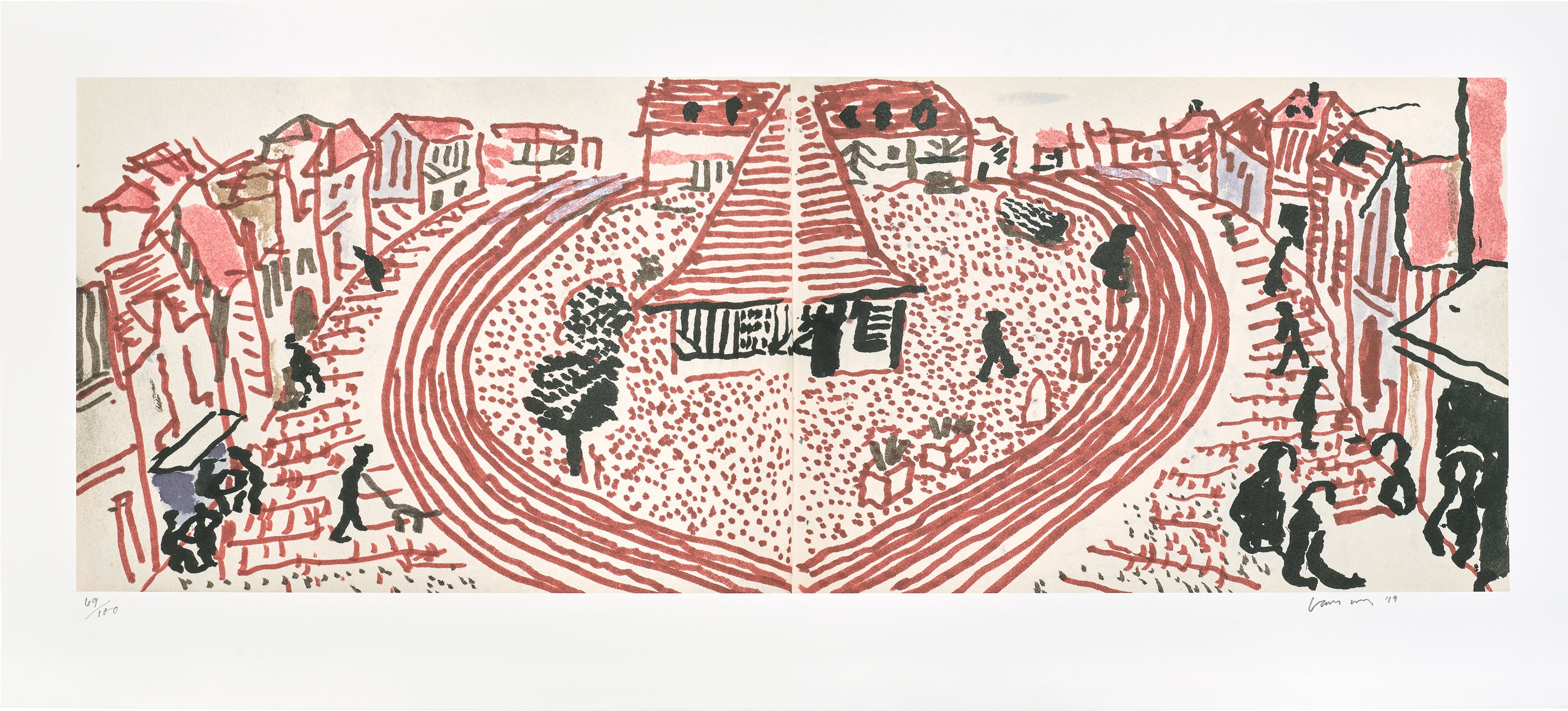 My Second Drawing of Beuvron-en-Auge, from David Hockney - 220 for 2020. Art Edition No. 301–400