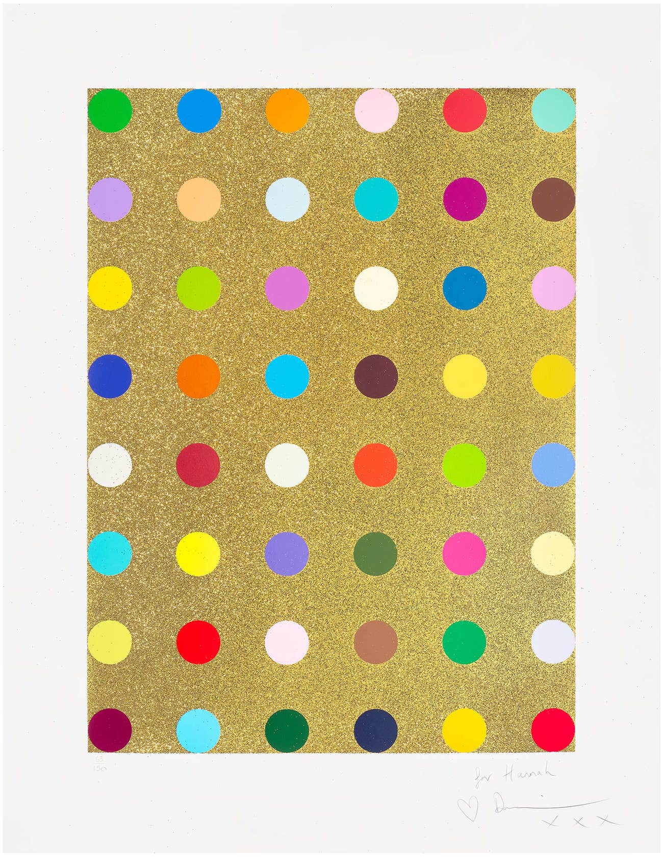 <p><strong>DAMIEN HIRST</strong> <em>Gold Gift Spot,</em> &pound;4,000&ndash;6,000</p>
