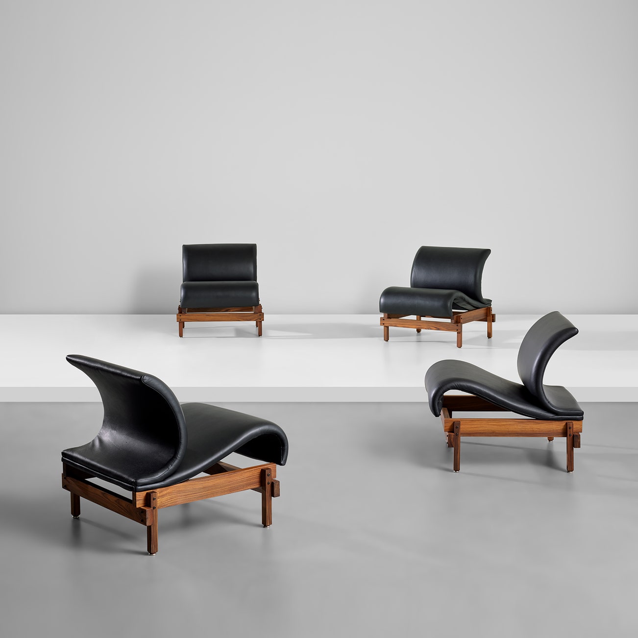 Set of four rare slipper chairs
