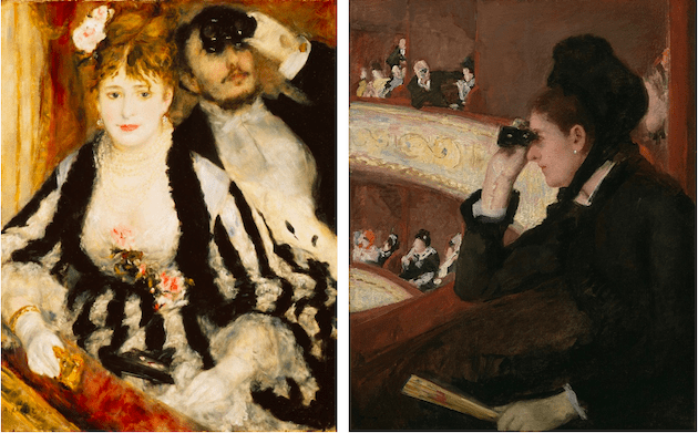 [left] Auguste Renoir, La Loge, 1874. Courtauld Institute Galleries, London, Photo credit: SCALA / Art Resource, NY [right] Mary Cassat, In the Loge, 1878. Museum of Fine Arts, Boston, Photo credit: Sheldon Marshall / Art Resource