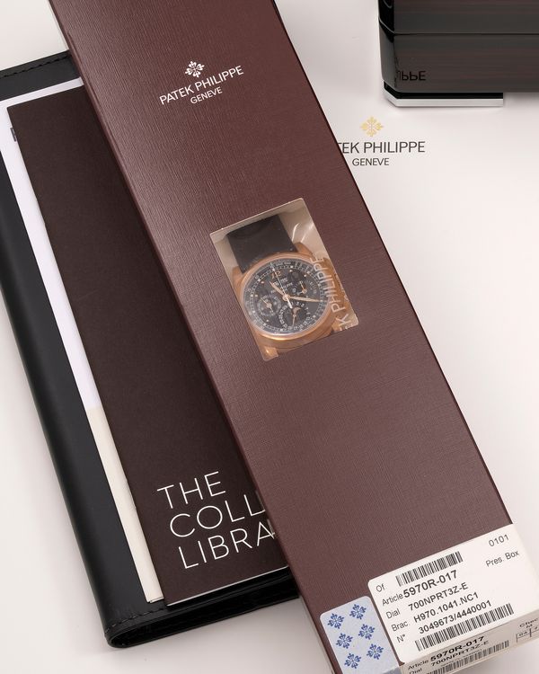 Lot 1031: A unique-dialed, double-factory-sealed Patek Philippe Ref. 5970R-017 from circa 2011 in 18k pink gold, that’s included in the Phillips Hong Kong Watch Auction: XXII. Estimate: HKD $4,000,000 - 8,000,000