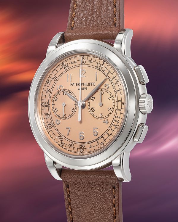 A circa 2015 Patek Philippe Chronograph Ref. 5070G-014 'Saatchi Edition' in 18k white gold with a salmon dial, included in the Phillips Geneva Watch Auction: XXIII.