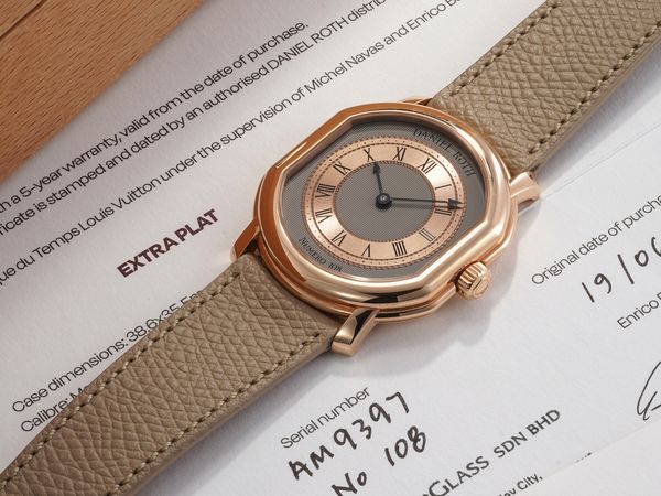 Lot 3: A 2025 Daniel Roth Extra Plat ref. DBB001 in 18k pink gold, included in the Phillips Geneva Watch Auction: XXIII. Estimate: CHF 20,000 - 40,000