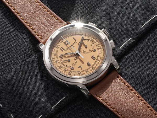 Lot 219: A 2016 Patek Philippe Chronograph Ref. 5070P-013 'Saatchi Edition' in platinum with a blue dial, included in the Phillips Geneva Watch Auction: XXIII. Estimate: CHF 200,000 - 400,000