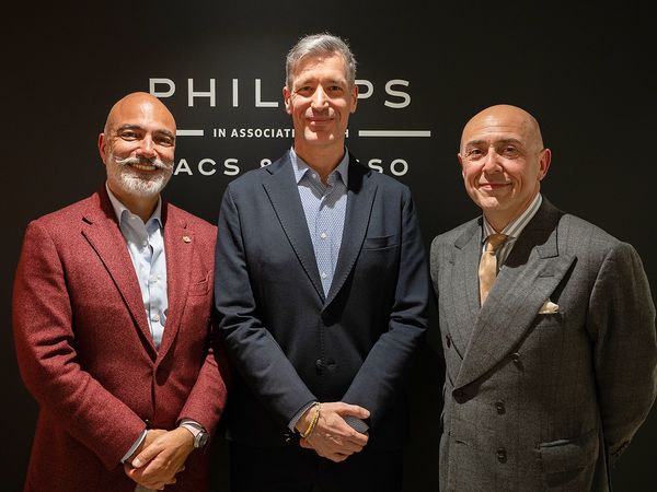 Aaron Becsei with Phillips' Deputy Chairman, Watches and Head of Watches, Europe and the Middle East, Alexandre Ghotbi, and Mo Coppoletta.