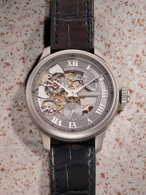 Lot 846: A circa 2020 Chopard Ref. 168604-3001 L.U.C Full Strike in carburized steel, included in The Phillips Hong Kong Watch Auction: XXII. Estimate: HK$400,000–800,000