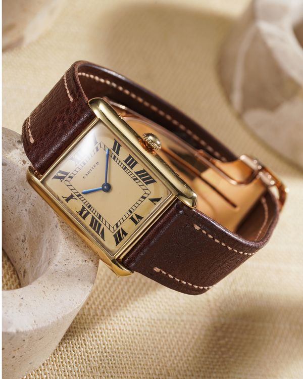 Lot 96: A Cartier, Louis Cartier Tank, circa 1940s in yellow gold, included in the PHILLIPS New York Watch Auction: XIV. Estimate: US$20,000–40,000.