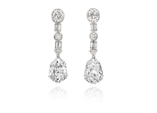 Chaumet, Pair of diamond earrings, circa 1934.