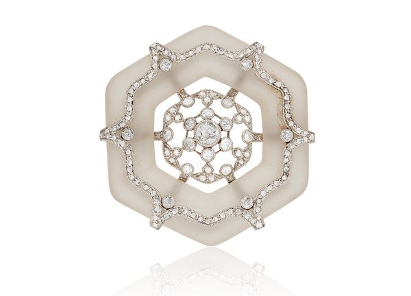 Janesich, Rock crystal and diamond brooch, 1920s