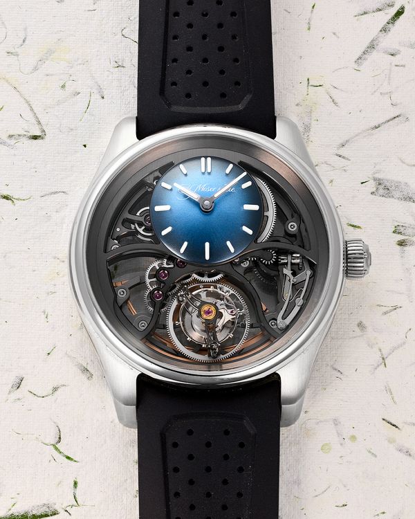 H. Moser Pioneer Cylindrical Tourbillon Skeleton watch.