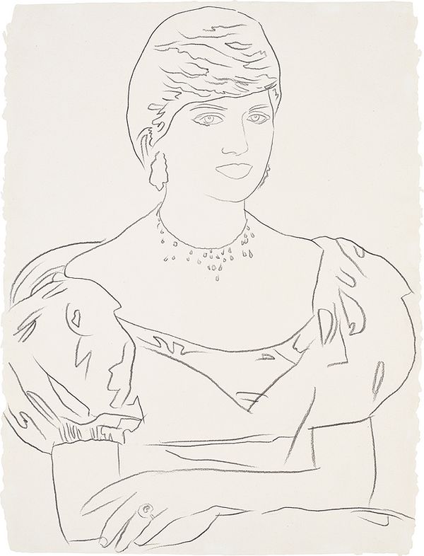 Drawing by Andy Warhol of Princess Diana