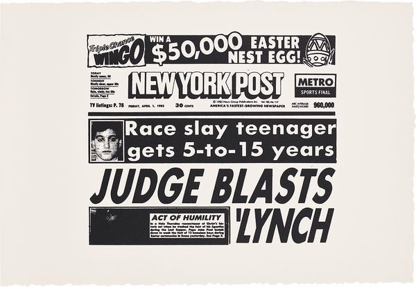Andy Warhol, New York Post (Judge Blasts Lynch)
