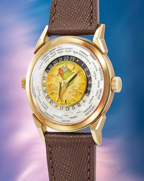 1953 Patek Philippe Two-Crown World-Time Ref. 2523 with 'South America' cloisonné enamel dial, included in the Phillips Geneva Watch Auction: XXIII.