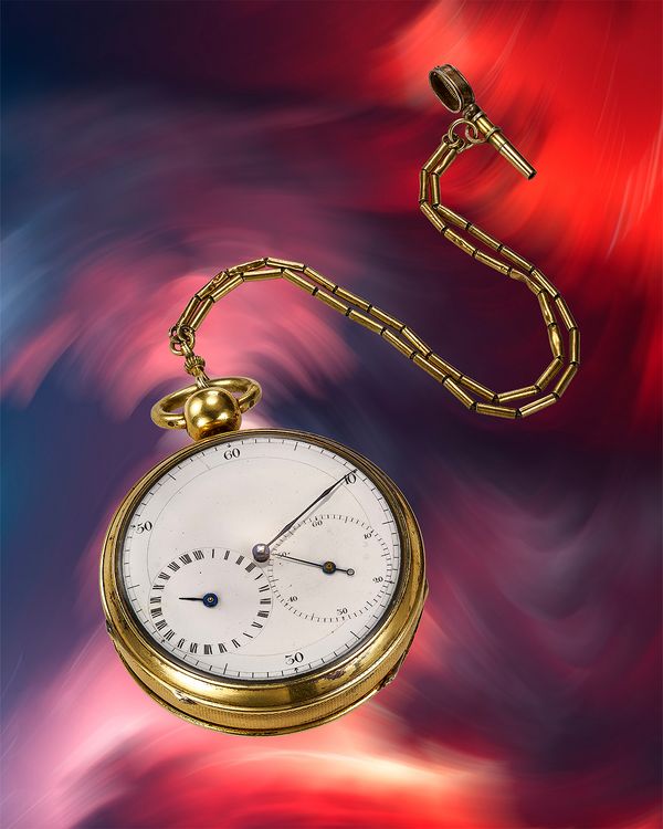 A circa 1840 Johann Christian Friedrich Gutkaes pocket chronometer in silver with an Earnshaw detent escapement utilizing a fusée-and-chain transmission and a helical balance spring. Included in the Phillips Geneva Watch Auction: XXIII.