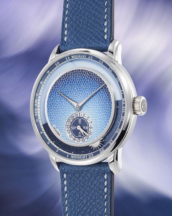 A 2023 Krayon Anywhere 'Métiers d’Art, Azur' in platinum that's included in the Phillips Geneva Watch Auction: XXIII.