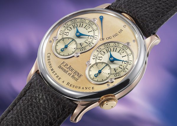 A circa 2000 F.P. Journe Chronomètre à Résonance ‘Souscription,’ No. 18, in platinum and 18k pink gold, that's included in the Phillips Geneva Watch Auction: XXIII.