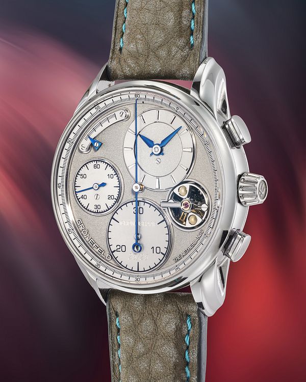 Lot 102: A 2022 Grönefeld 1941 Grönograaf in tantalum that's included in the Phillips Geneva Watch Auction: XXIII.