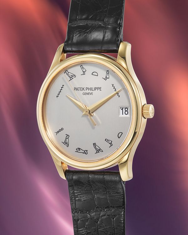 2002 Patek Philippe Ref. 3998J-013 in 18k yellow gold with hieroglyph dial that is included in the Phillips Geneva Watch Auction: XXIII.