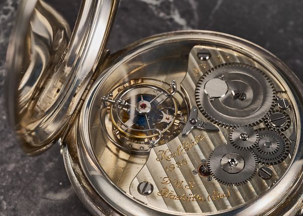 A circa 1935 Karl Geitz flying tourbillon school watch with spring detent escapement that is included in the Phillips Geneva Watch Auction: XXIII.