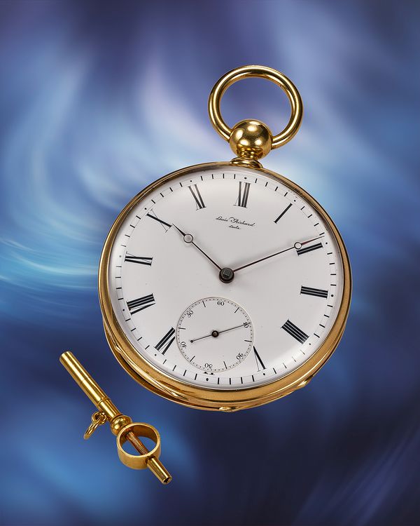 A circa 1860 Louis Richard triple-detent constant force one-minute tourbillon pocket chronometer in 18k yellow gold that's included in the Phillips Geneva Watch Auction: XXIII.