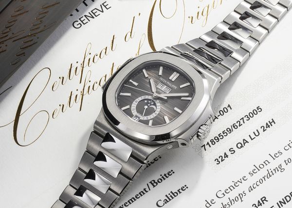 Lot 121: A 2019 Patek Philippe Nautilus Annual Calendar Ref. 5726/1A-001 in stainless steel that's included in the Phillips Geneva Watch Auction: XXIII. Estimate: CHF 40,000 - 80,000