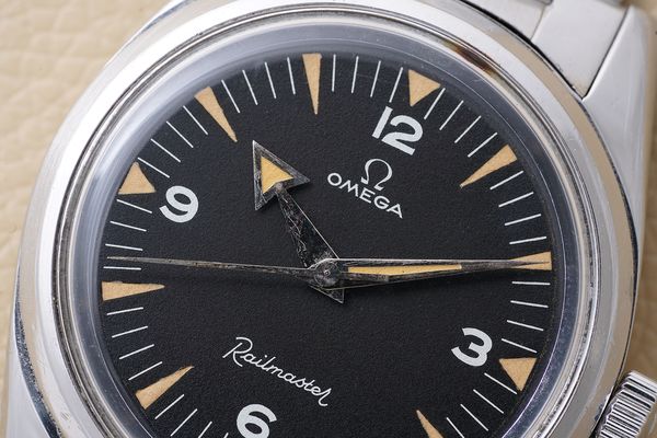 Omega Railmaster ref 2914-1 with broad arrow hands for Phillips Geneva Watch Auction Eight