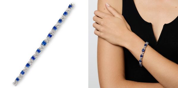 Sapphire and diamond bracelet, weighing a total of 26.18 carats