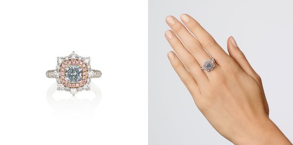 Fancy Intense Blue diamond ring, 1.36 carats, Internally Flawless Clarity