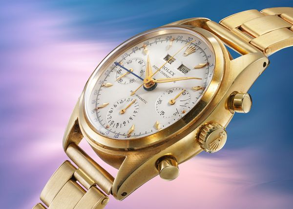 A circa 1955 Rolex 'Datocompax Killy' Ref. 6036 in 18k yellow gold that's included in the Phillips Geneva Watch Auction: XXIII.