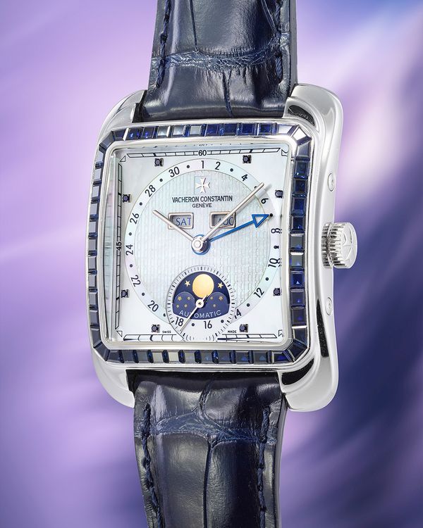 A 2006 Vacheron Constantin Historiques Toledo 1952 Ref. 47650 in 18k white gold with mother-of-pearl dial and sapphire-set bezel, included in the Phillips Geneva Watch Auction: XXIII.