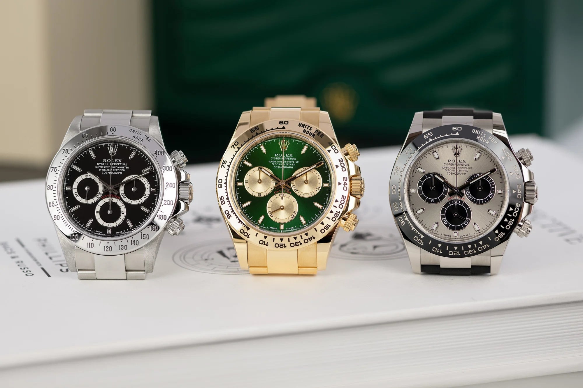 Rolex Cosmograph Daytonas Ref. 16520, 126508 and 116519.