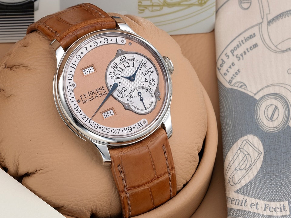 A 2007 F.P. Journe Octa Calendrier in platinum, available from Phillips Perpetual
