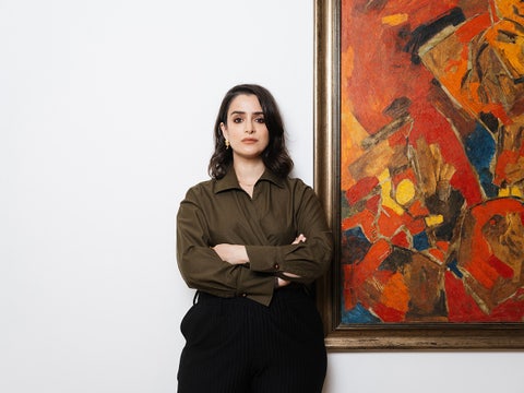 Yassaman Ali with Maqbool Fida Husain’s Untitled, 1974. Modern & Contemporary Art Evening & Afternoon Sale, London. 