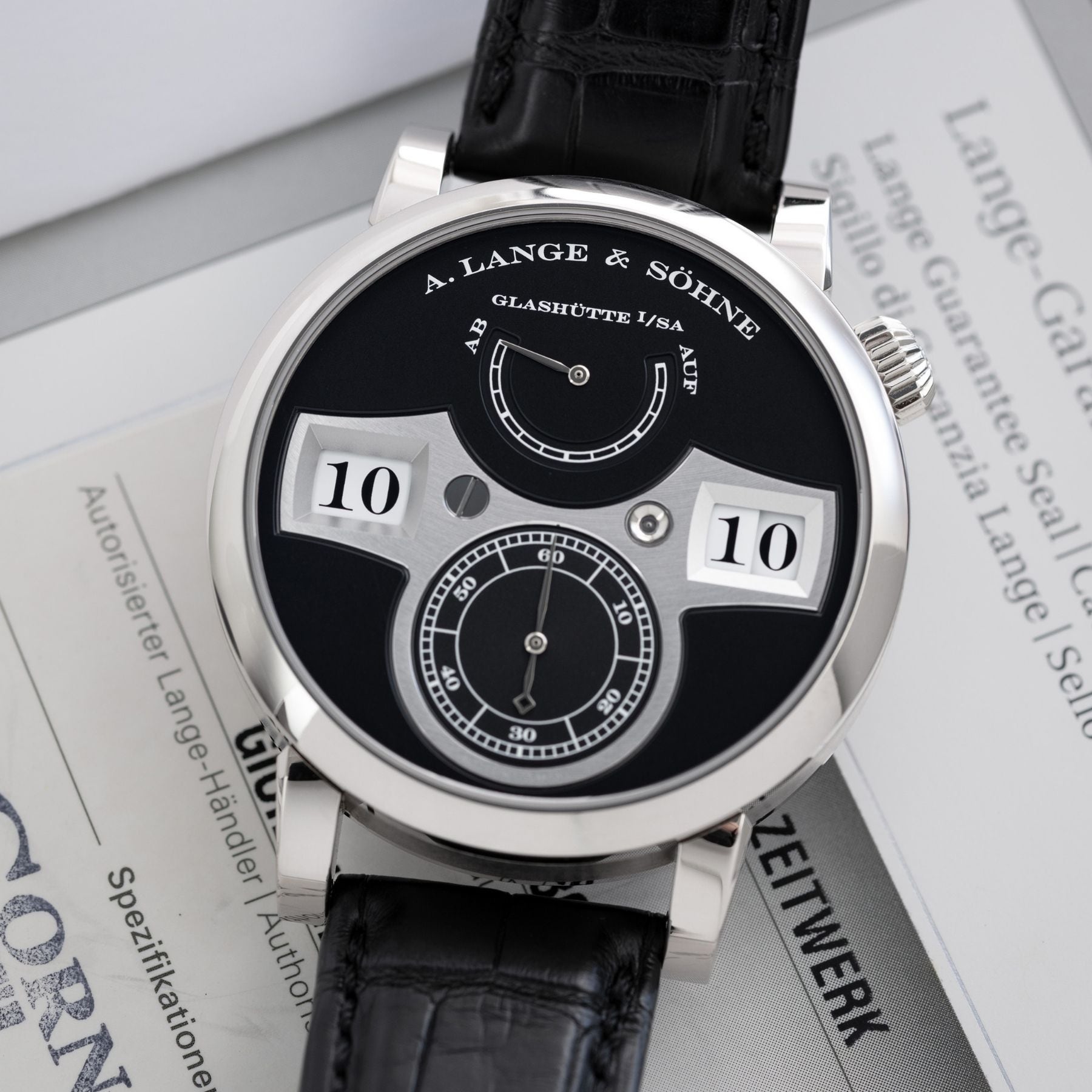 A. Lange & Söhne Zeitwerk Reference 140.029F in white gold, available from Phillips Perpetual.