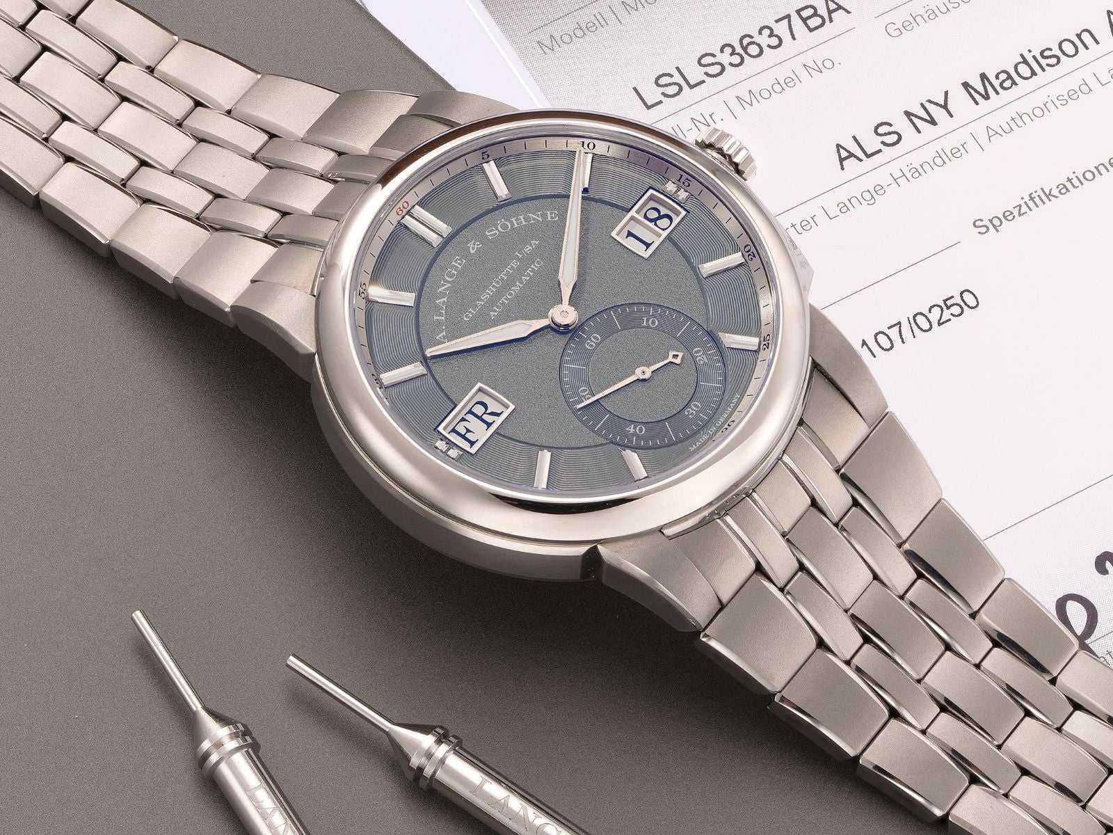 Lot 8030: A circa 2025 A. Lange & Söhne Odysseus Ref. 363.117 in titanium, included in the Phillips Hong Kong Sessions, Fall 2026. Estimate: HKD $240,000–480,000