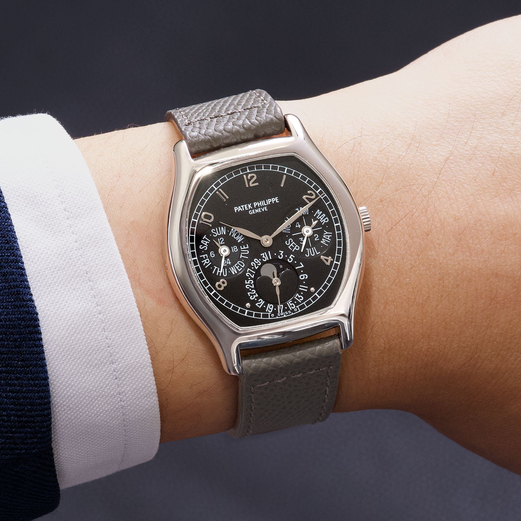 Lot 8038: A circa 2003 Patek Philippe Perpetual Calendar Ref. 5040P-013, Second Series, in platinum, included in the Phillips Hong Kong Sessions, Fall 2026. Estimate: HKD $240,000–480,000
