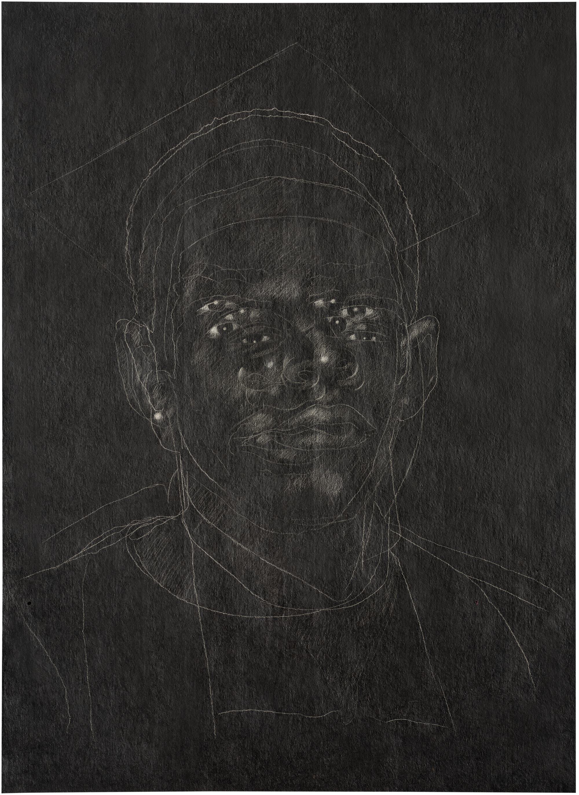 Titus Kaphar Asphalt and Chalk, Michael Brown, Sean Bell, Amadou Diallo, Trayvon Martin, 2014.